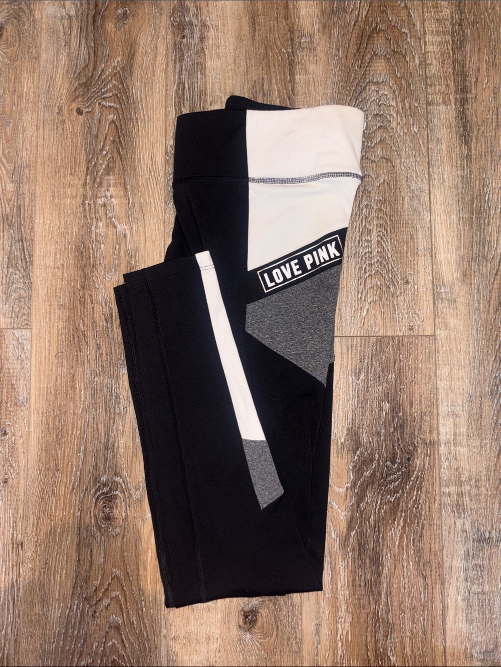 PINK Victoria's Secret Black, White & Gray Colorblock Leggings